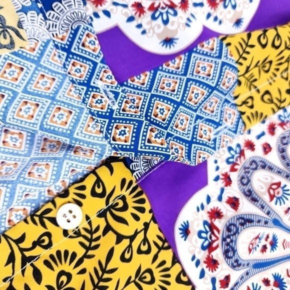 Lina Multicolored Button Down Top Sz L - Picture 5 of 9